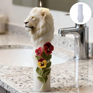 Moule En Silicone Tête De Lion 3D Relief Fleur Pensée Pour Fabrication De Bougie Savon Plâtre Résine Décoration