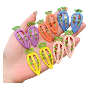 Set of 10 colorful carrot-shaped snap hair clips for girls in vibrant candy colors