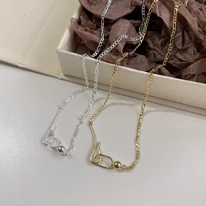 Minimalist 925 sterling silver interlocking bead necklace set in gold and silver finish