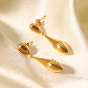 Teardrop Earrings 18K Gold Plated Stainless Steel Waterdrop Long Dangle Minimalist Fashion Jewelry For Women Trendy