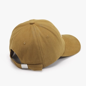 Khaki cotton baseball cap with 3D embroidery and adjustable metal buckle side view