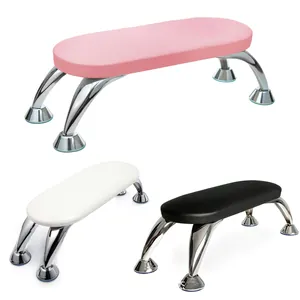 Detail view of the ergonomic nail arm rest with PU leather pads and stable chrome legs