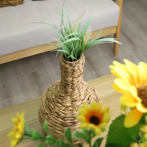 Vase en paille tressé à la main de style nordique pour décoration de table moderne