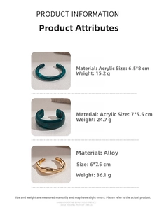 Detail specifications of vintage acrylic geometric bangles and wave gold alloy bracelets