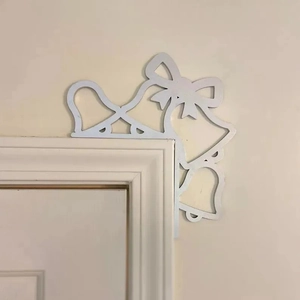 Décoration d'angle de porte de Noël blanche en métal avec cloches et nœuds pour décor de fête