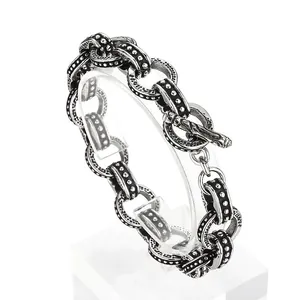 Men Stainless Steel Bracelet Vintage Punk Heavy O Chain Jewelry With Toggle Clasp Retro Industrial Style