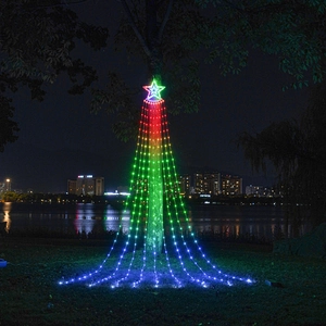 LED Waterfall Christmas Lights RGB Dreamcolor Flowing Star Tree Topper USB App Control Outdoor Garden Decor