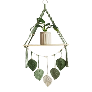 Étagère murale en macramé avec feuilles tissées à la main pour décoration Boho