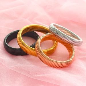 Retro stainless steel flexible snake bone bracelets in gold, silver, black and rose gold