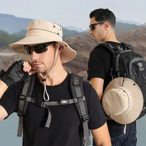 Chapeau Boonie Extérieur Homme Nylon Respirant Protection Solaire Large Bord Chapeau De Pêcheur Pour Randonnée
