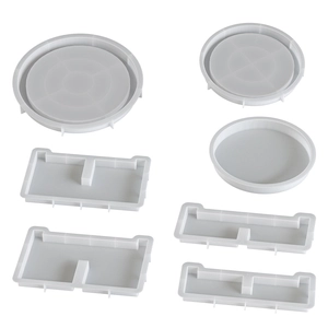 7-piece set of round and rectangular silicone molds for DIY resin casting and plaster decor