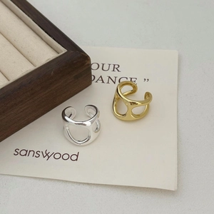 Irregular hollow multi-layer open rings in silver and gold finishes for a modern look