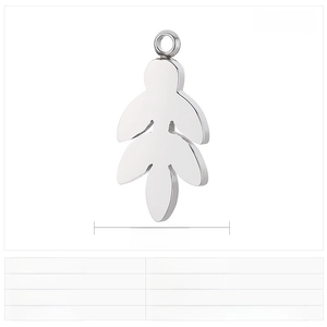 Detailed macro view of 20x10mm stainless steel leaf pendant for DIY jewelry making
