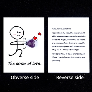 The Arrow of Love card with natural heart-shaped amethyst crystal gemstone for healing
