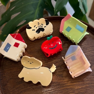Acetate Hair Claw Clips Cute House Dog Tomato Fish Shape Non-Slip Hair Accessories For Women Girls Sweet Styling