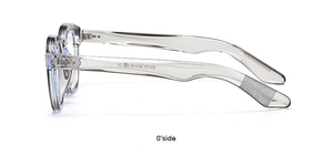 Seitenansicht der transparent grauen Brille Modell E2113 mit Bügel-CE-Kennzeichnung