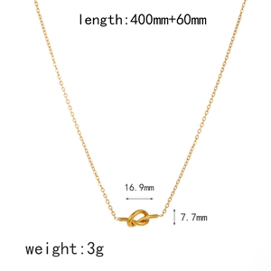 Minimalist 18k gold plated stainless steel knot pendant necklace with adjustable chain