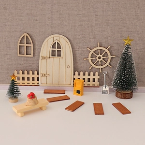 Miniatur Weihnachten Holztür und Baum Set für DIY Puppenhaus Dekoration Szene