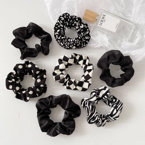 Lot de 7 chouchous noir et blanc avec motifs léopard et zèbre en tissu de qualité