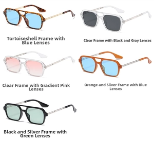 Collection of retro aviator sunglasses in various colors including tortoise and transparent