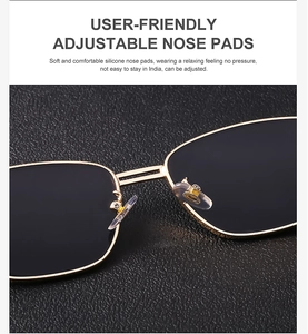 Detail of adjustable soft silicone nose pads on gold steampunk metal sunglasses frames
