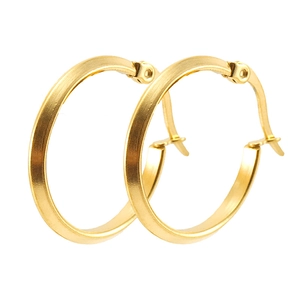 Classic 18K gold plated stainless steel hoop earrings with brushed matte finish for women