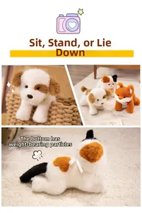 Detail of plush animal toy with weighted particles for sitting and standing poses