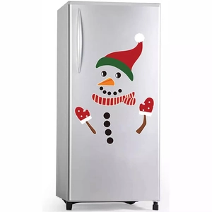 Cartoon snowman Christmas fridge magnets set with colorful scarf and hat home decor
