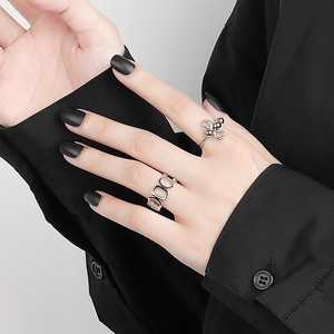 Silver geometric hollow oval and spiral bead relief rings for anxiety and stress relief