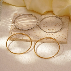 Boucles D'oreilles Créoles En Acier Inoxydable Avec Strass Micro Incrusté Cercle Géométrique Bijoux De Mode Femmes