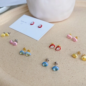 Colorful s925 sterling silver teardrop earrings set with faceted gemstones and enamel trim
