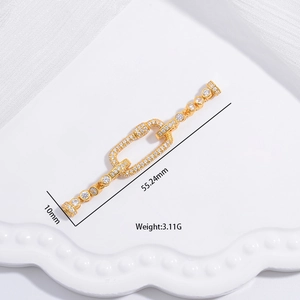 Chiusura rettangolare in argento S925 dorato con diamanti per gioielli fai da te