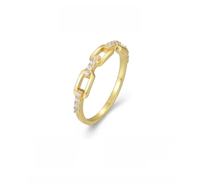 Detail specifications of s925 silver gold-plated chain ring with cubic zirconia stones