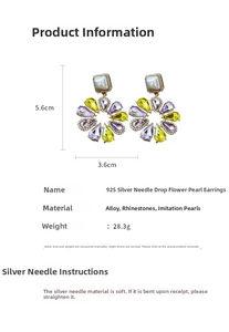Spécifications de taille pour boucles d'oreilles fleurs avec strass et tiges en argent 925