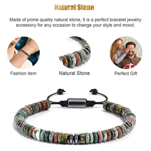 Natural agate and black magnetic stone abacus bead bracelet for men and women