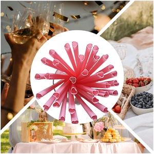 Pajitas de plástico rosa en forma de corazón para fiesta boda pajitas decorativas detalle