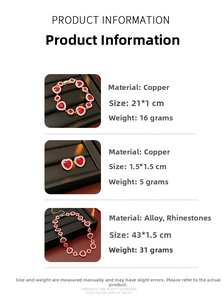 Dettagli del set di gioielli vintage a cuore con collana, bracciale e orecchini