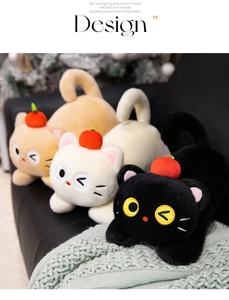 Close-up of cats in apple hats with double-layer chain embroidery detail