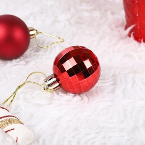 Set of 4cm red Christmas balls with matte and faceted finishes for holiday tree decor