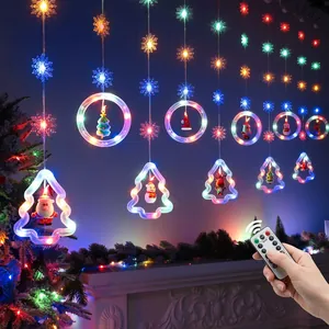 LED Christmas Curtain Fairy Lights Remote Multi Mode USB Battery Powered Hanging Ornaments For Home Window Decor