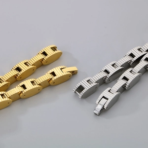 8mm stainless steel watchband style bracelet in gold and silver finish for men and women