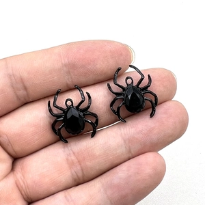Gothic spider charms with black rhinestones for Halloween DIY jewelry making projects
