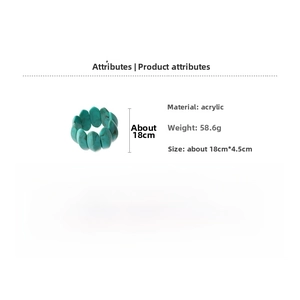 Detailed specs of the turquoise marble acrylic stretch bracelet with size and weight details