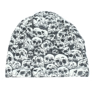 Winter skull print beanie hat with punk style knitted fabric for men and women