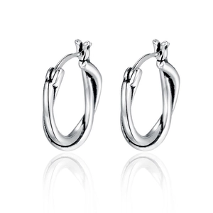 Classic 925 sterling silver twisted hoop earrings with a high-polished metallic finish