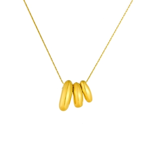 Collier minimaliste en acier inoxydable doré avec trois pendentifs ovales géométriques polis