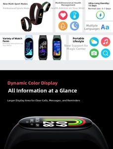 Detailed view of M8 smart fitness tracker with heart rate and blood oxygen monitoring