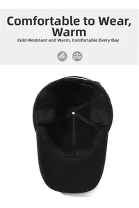 Close-up of the thickened fleece lining and ear flaps on this men's winter baseball cap