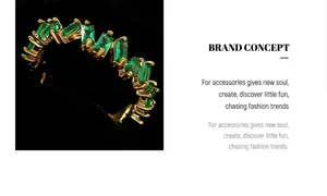 Macro shot of gold eternity ring with rectangular emerald stones in staggered prong setting