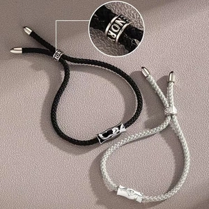 Bracciali di coppia Il Piccolo Principe e la Rosa neri e argento con cilindri incisi